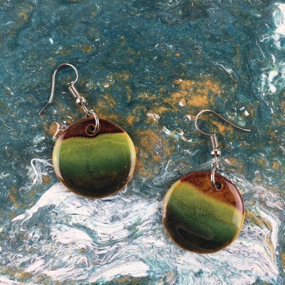 Colorful Chilean Pottery Earrings - Picture 2 of 5